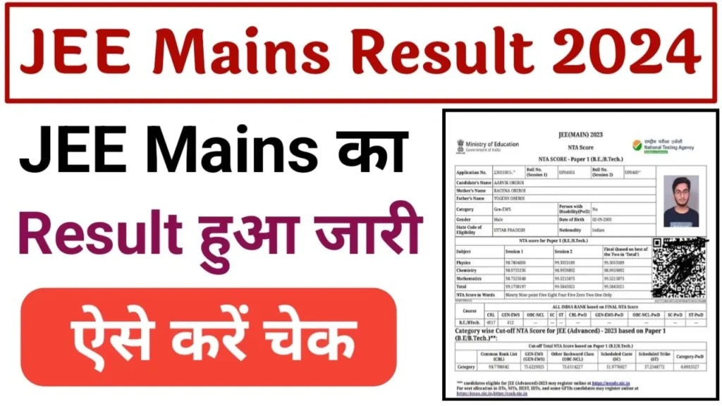 Jee mains 2024 result out