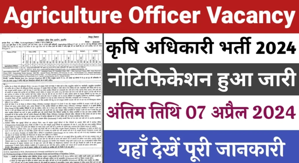 RPSC Agriculture Officer Vacancy 2024